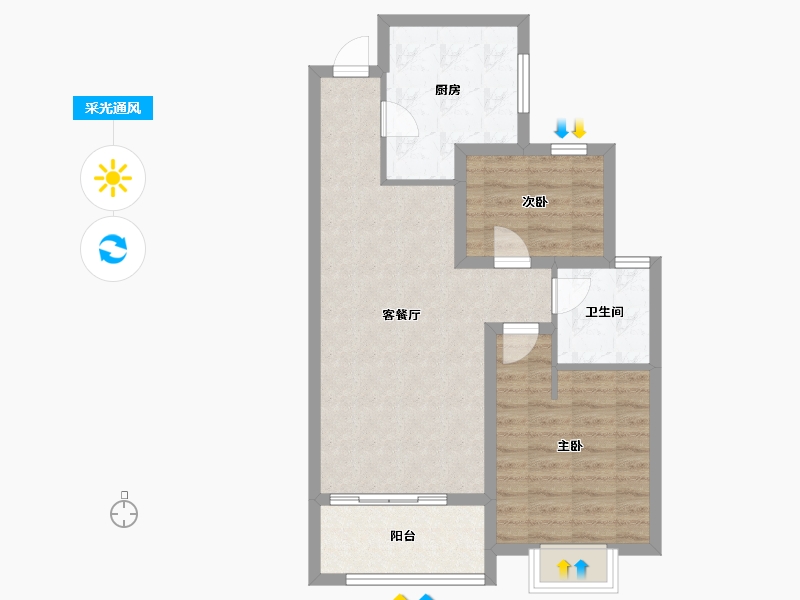 山西省-太原市-太原龙湖天鉅-67.20-户型库-采光通风