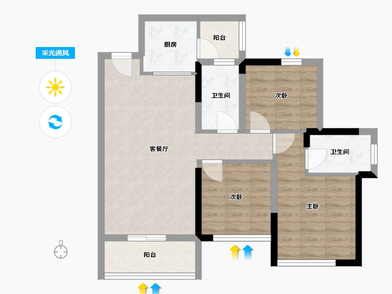 广西壮族自治区-桂林市-光达云创谷溪江悦-70.97-户型库-采光通风