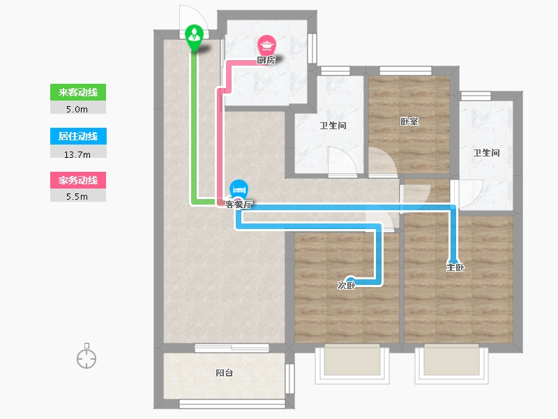 浙江省-金华市-福田金茂府-90.00-户型库-动静线