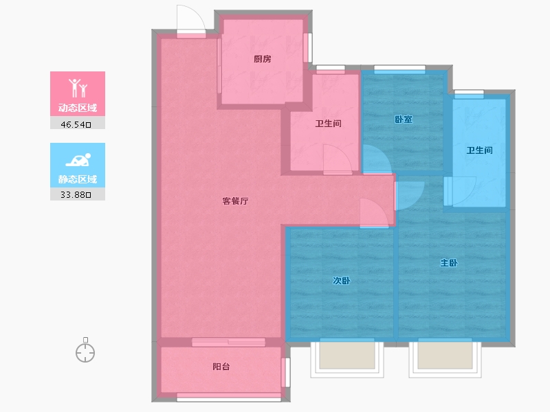 浙江省-金华市-福田金茂府-90.00-户型库-动静分区