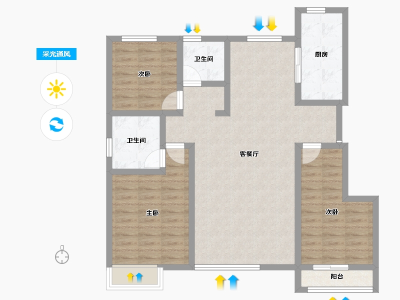 宁夏回族自治区-吴忠市-玺悦府-93.61-户型库-采光通风