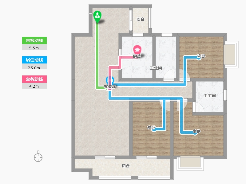 贵州省-六盘水市-碧辉·祥和人家-105.77-户型库-动静线