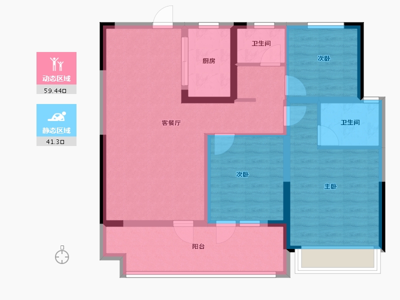 山东省-济宁市-九巨龙常青府·世家-89.61-户型库-动静分区