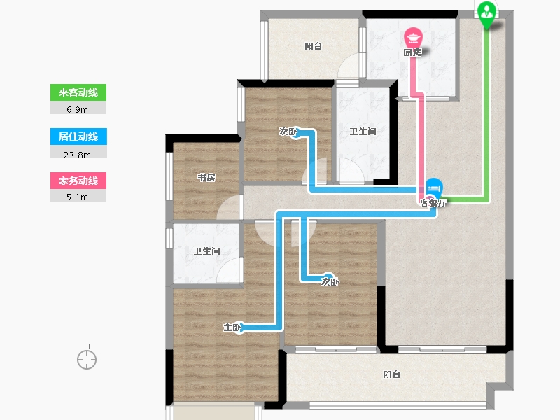 广东省-韶关市-白云天滨江壹号-110.56-户型库-动静线