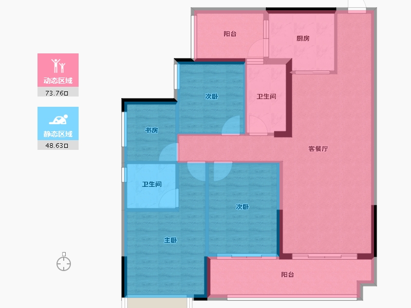 广东省-韶关市-白云天滨江壹号-110.56-户型库-动静分区