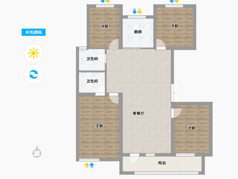 辽宁省-沈阳市-志城·中央公园·铂翠园-110.29-户型库-采光通风