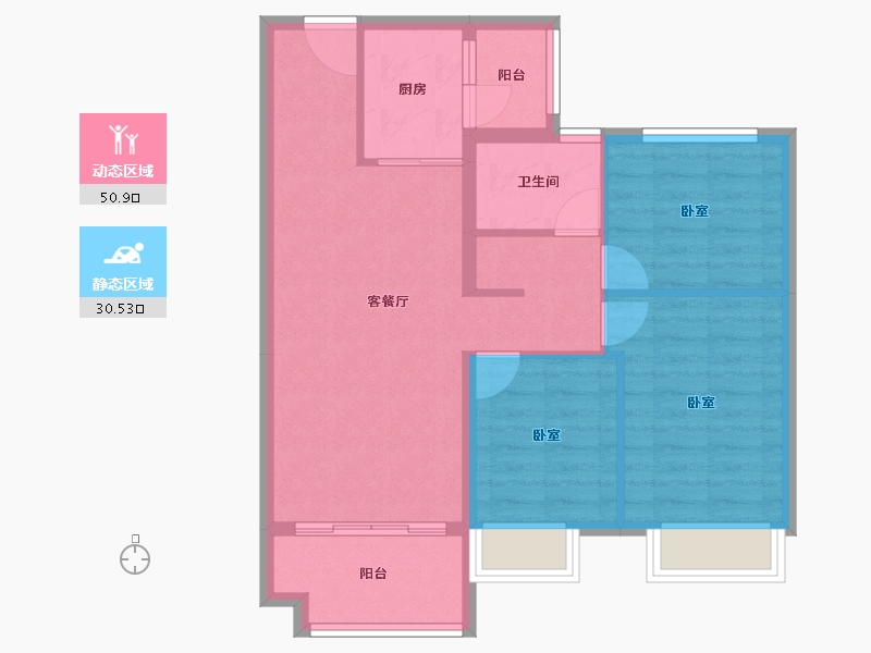 贵州省-黔南布依族苗族自治州-中国铁建东来尚城-72.97-户型库-动静分区