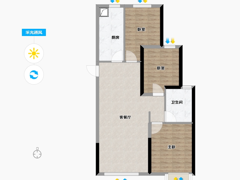 内蒙古自治区-鄂尔多斯市-鄂尔多斯恒大名都-77.60-户型库-采光通风