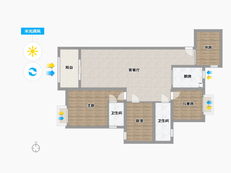 江苏省-淮安市-建华观园-110.00-户型库-采光通风