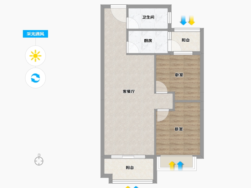 贵州省-黔南布依族苗族自治州-中国铁建东来尚城-65.33-户型库-采光通风