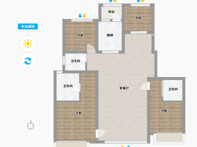 陕西省-西安市-蓝光雍锦湾-115.00-户型库-采光通风