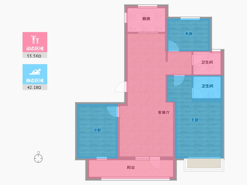 辽宁省-沈阳市-志城·中央公园·铂翠园-86.95-户型库-动静分区