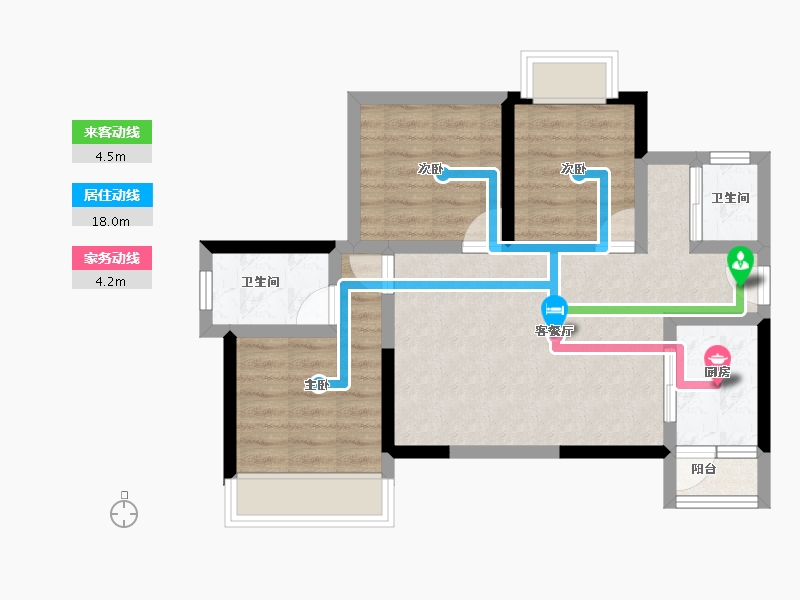 四川省-攀枝花市-华芝浅水湾-61.91-户型库-动静线