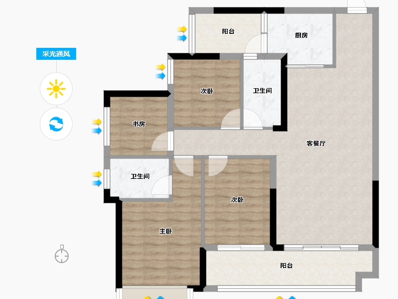 广东省-韶关市-白云天滨江壹号-99.60-户型库-采光通风