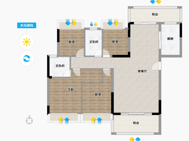 陕西省-安康市-汉水悦府-127.20-户型库-采光通风