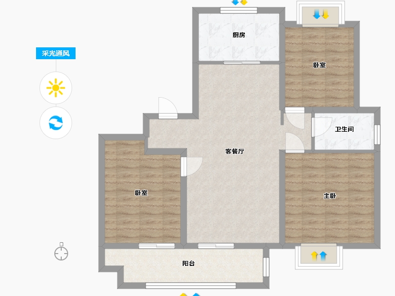 安徽省-芜湖市-伟星凯旋公馆-87.50-户型库-采光通风