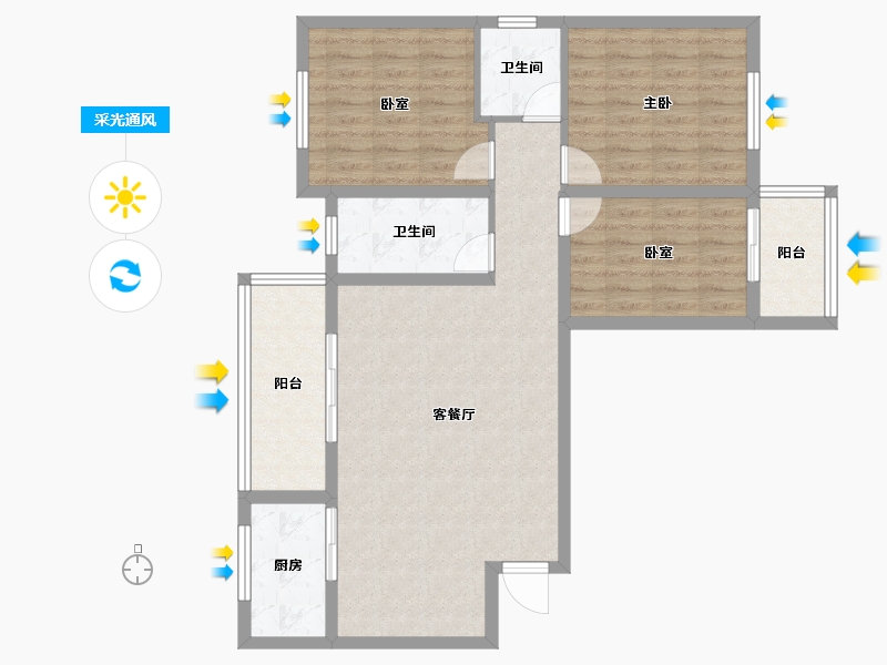 湖北省-十堰市-润扬华府-92.27-户型库-采光通风