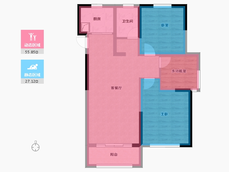 安徽省-蚌埠市-拓基鼎元学府-72.98-户型库-动静分区