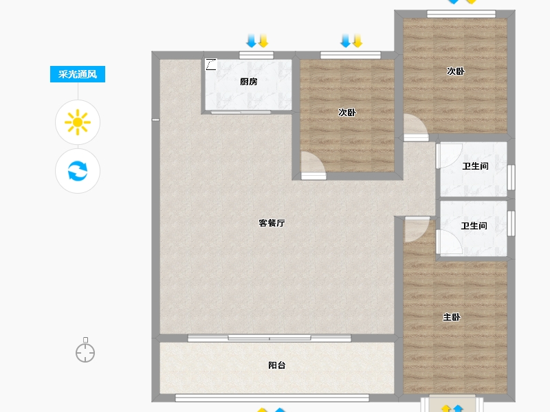 山西省-忻州市-荣盛秀容府-113.61-户型库-采光通风