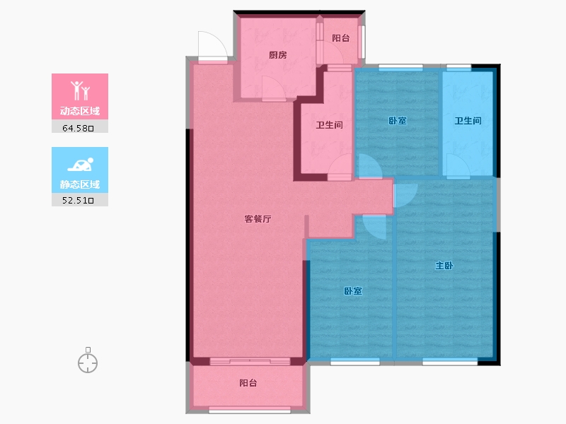 山西省-吕梁市-吕梁恒大御府-106.00-户型库-动静分区