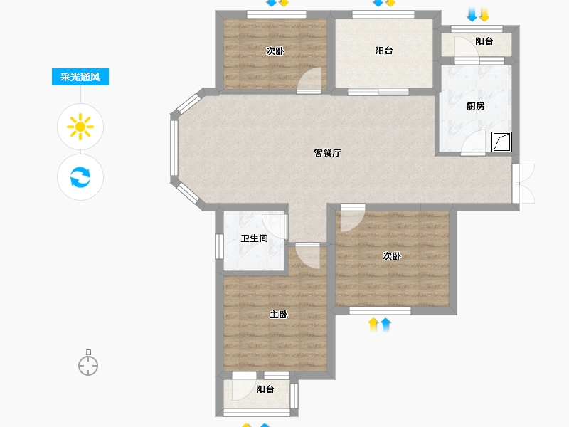 河北省-廊坊市-早安北京-85.72-户型库-采光通风