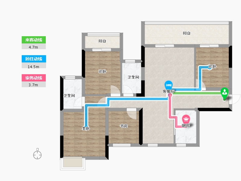 广西壮族自治区-桂林市-新安厦学府滨江-96.70-户型库-动静线