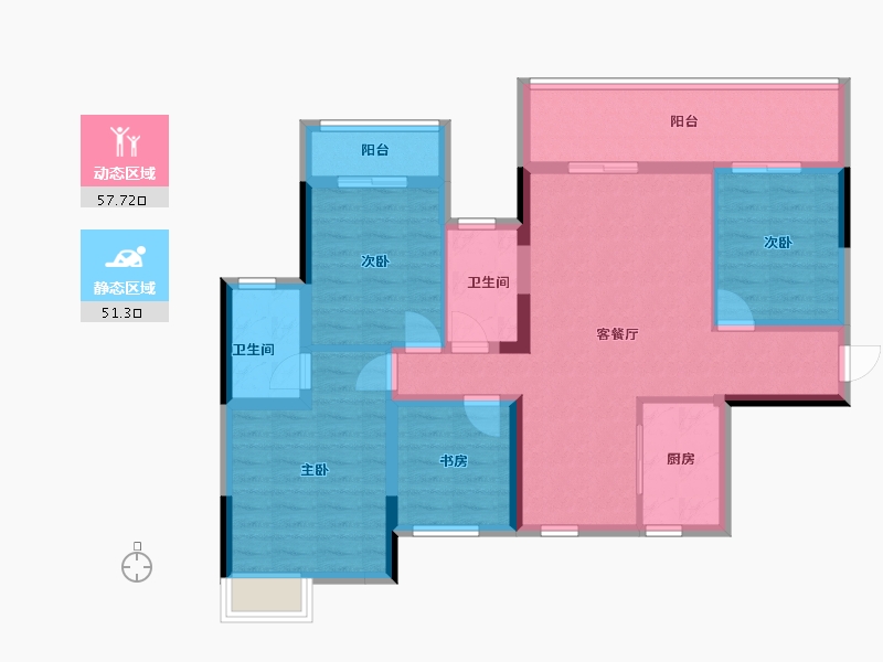 广西壮族自治区-桂林市-新安厦学府滨江-96.70-户型库-动静分区