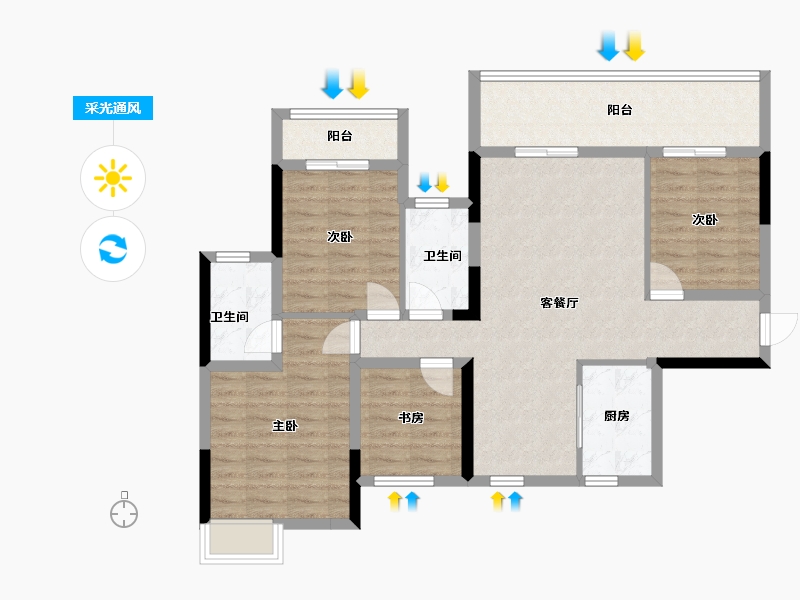 广西壮族自治区-桂林市-新安厦学府滨江-96.70-户型库-采光通风