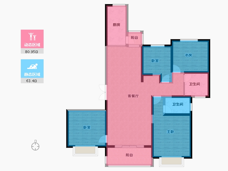 陕西省-安康市-恒大未来城-129.25-户型库-动静分区