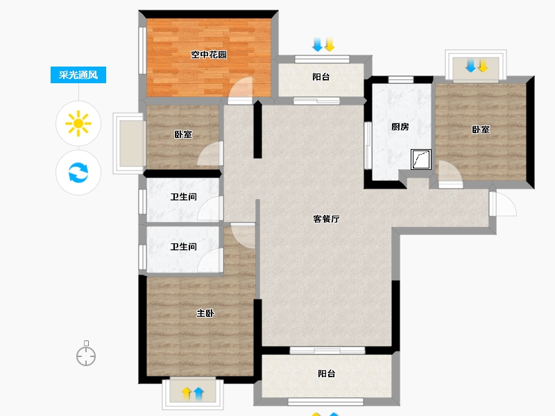 广东省-江门市-印象海伦湾-98.84-户型库-采光通风