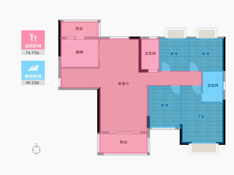 陕西省-渭南市-恒大珺睿府-111.72-户型库-动静分区