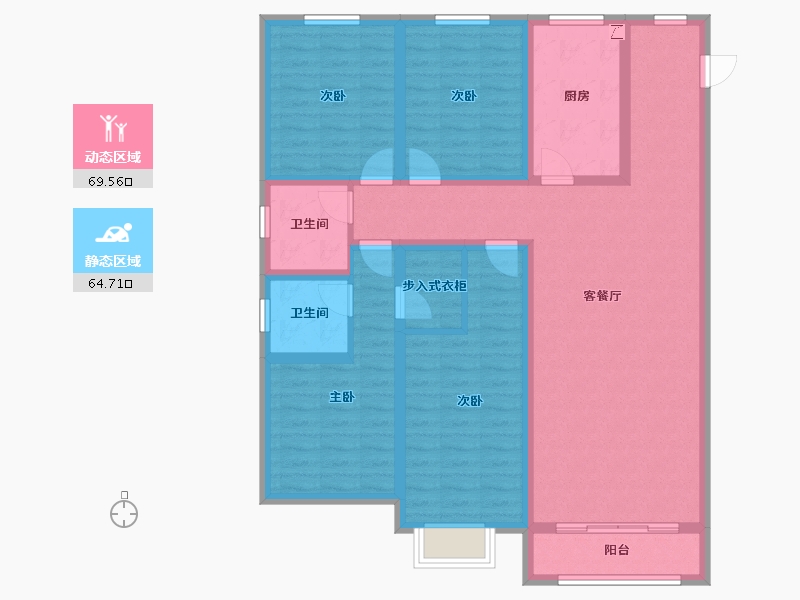 山西省-忻州市-尧阳梧桐园-119.09-户型库-动静分区