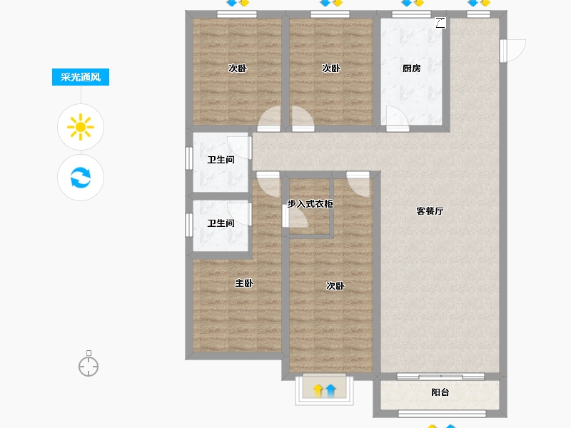 山西省-忻州市-尧阳梧桐园-119.09-户型库-采光通风