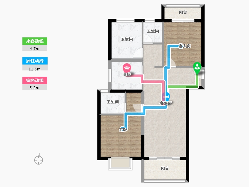 陕西省-渭南市-渭南万科城-84.05-户型库-动静线