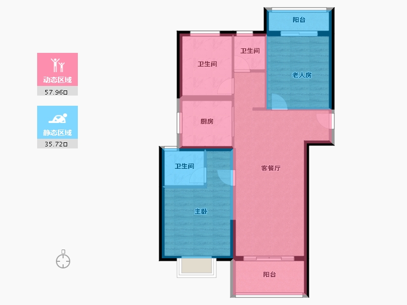 陕西省-渭南市-渭南万科城-84.05-户型库-动静分区