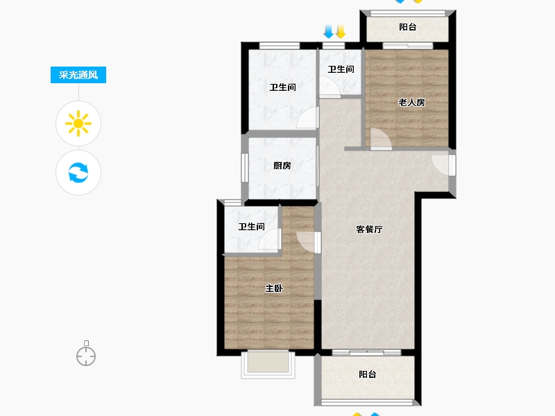 陕西省-渭南市-渭南万科城-84.05-户型库-采光通风