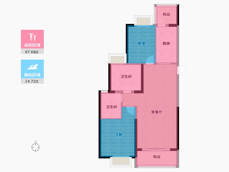 陕西省-渭南市-恒大珺睿府-82.78-户型库-动静分区