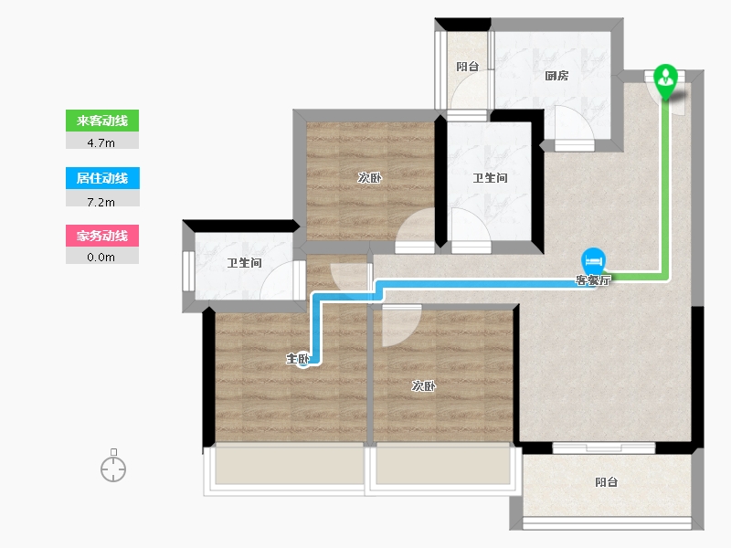 四川省-攀枝花市-华芝浅水湾-64.38-户型库-动静线