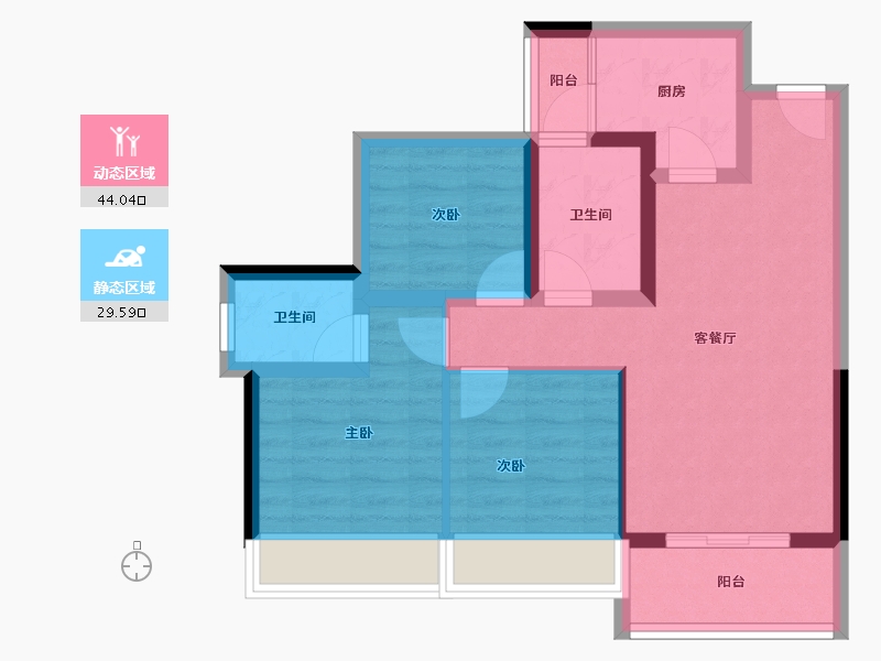 四川省-攀枝花市-华芝浅水湾-64.38-户型库-动静分区