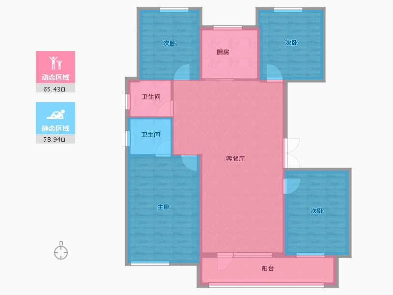 辽宁省-沈阳市-志城·中央公园·铂翠园-112.21-户型库-动静分区