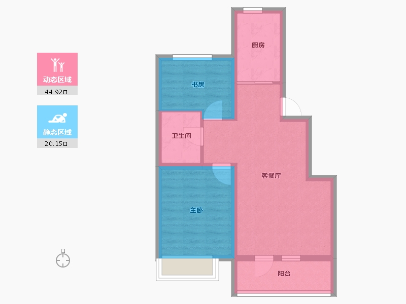 辽宁省-沈阳市-志城·中央公园·铂翠园-57.40-户型库-动静分区