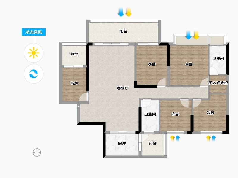 广东省-韶关市-白云天滨江壹号-135.35-户型库-采光通风