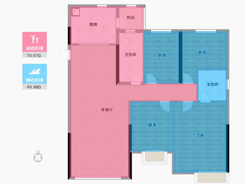 内蒙古自治区-鄂尔多斯市-鄂尔多斯恒大名都-119.20-户型库-动静分区