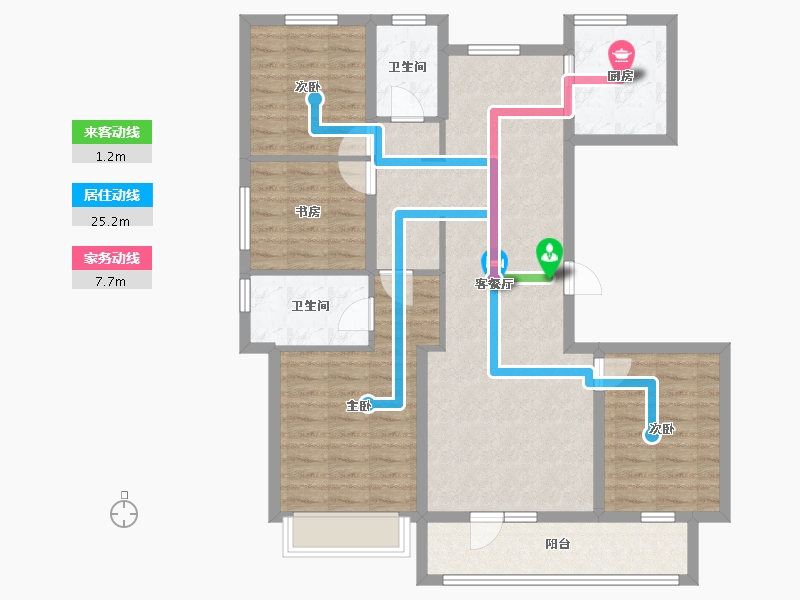 辽宁省-沈阳市-志城·中央公园·铂翠园-104.69-户型库-动静线