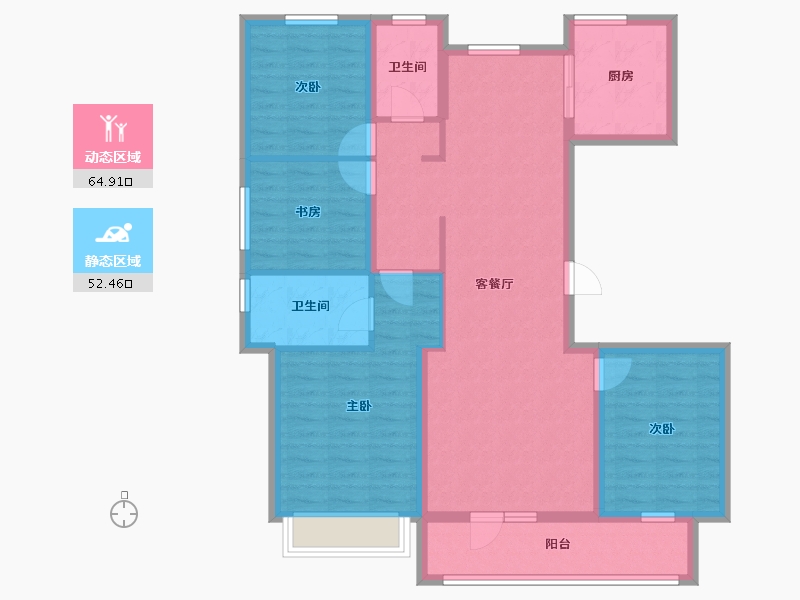 辽宁省-沈阳市-志城·中央公园·铂翠园-104.69-户型库-动静分区