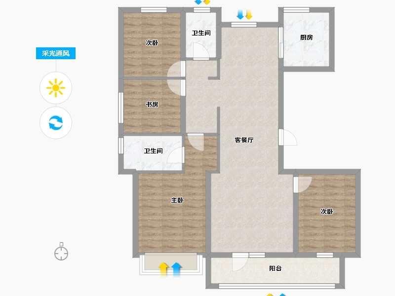 辽宁省-沈阳市-志城·中央公园·铂翠园-104.69-户型库-采光通风