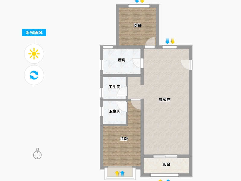 河北省-廊坊市-早安北京-73.51-户型库-采光通风