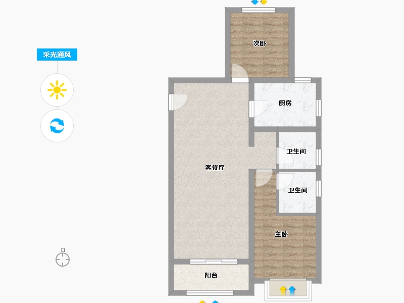 河北省-廊坊市-早安北京-69.35-户型库-采光通风