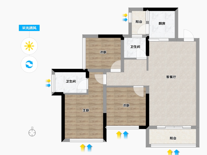 广西壮族自治区-桂林市-光达云创谷溪江悦-74.83-户型库-采光通风