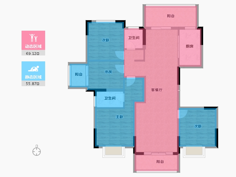 湖北省-宜昌市-万科理想城-112.00-户型库-动静分区